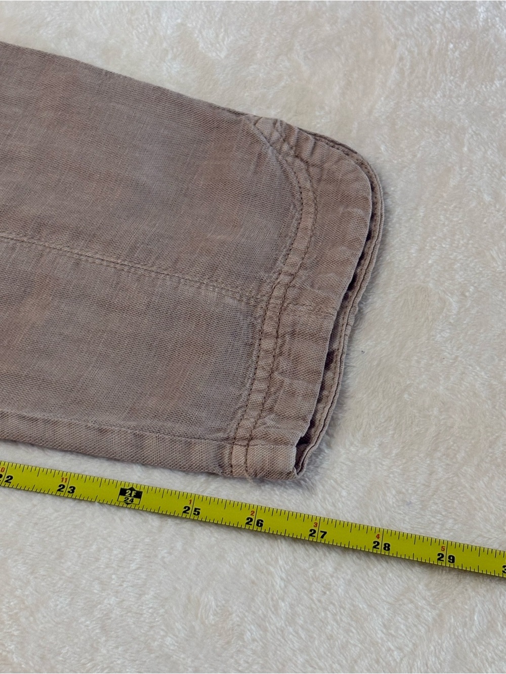 NWT C & C California Tan Linen Blend Crop Pants Size L Pull on Elastic Waist - Picture 11 of 11